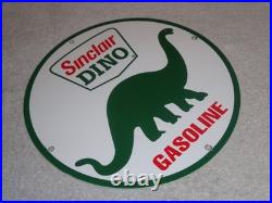 Vintage Sinclair Dino Gas 11 3/4 Porcelain Metal Gasoline & Oil Sign Pump Plate