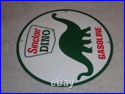 Vintage Sinclair Dino Gas 11 3/4 Porcelain Metal Gasoline & Oil Sign Pump Plate