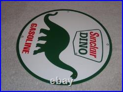 Vintage Sinclair Dino Gas 11 3/4 Porcelain Metal Gasoline & Oil Sign Pump Plate