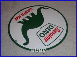 Vintage Sinclair Dino Gas 11 3/4 Porcelain Metal Gasoline & Oil Sign Pump Plate