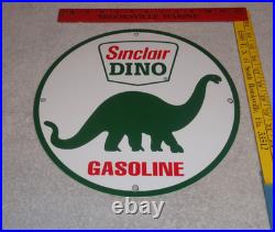 Vintage Sinclair Dino Gas 11 3/4 Porcelain Metal Gasoline & Oil Sign Pump Plate