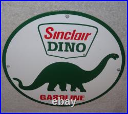 Vintage Sinclair Dino Gas 11 3/4 Porcelain Metal Gasoline & Oil Sign Pump Plate