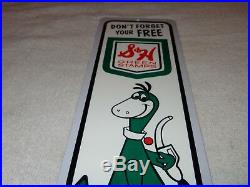 Vintage Sinclair Gasoline And S & H Green Stamps 15 Metal Gas & Oil Sign W Dino
