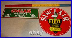 Vintage Sinclair Gasoline Dino The Dinosaur Porcelain Metal Sign Collection Of 2