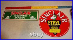 Vintage Sinclair Gasoline Dino The Dinosaur Porcelain Metal Sign Collection Of 2