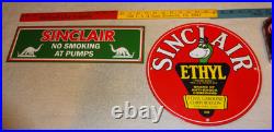 Vintage Sinclair Gasoline Dino The Dinosaur Porcelain Metal Sign Collection Of 2