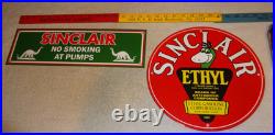Vintage Sinclair Gasoline Dino The Dinosaur Porcelain Metal Sign Collection Of 2