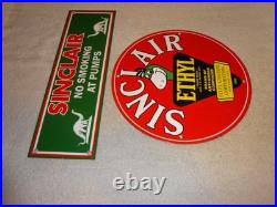Vintage Sinclair Gasoline Dino The Dinosaur Porcelain Metal Sign Collection Of 2