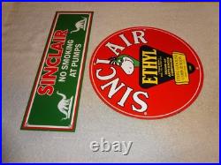 Vintage Sinclair Gasoline Dino The Dinosaur Porcelain Metal Sign Collection Of 2