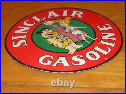 Vintage Sinclair Gasoline Flintstones Fred 11 3/4 Porcelain Metal Gas Oil Sign