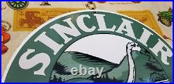 Vintage Sinclair Gasoline Porcelain Gas Motor Oil Metal Dino Ad Service Sign 12