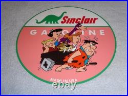 Vintage Sinclair Gasoline +the Flintstones Broken Car 12 Metal Tv Show Oil Sign