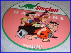 Vintage Sinclair Gasoline +the Flintstones Broken Car 12 Metal Tv Show Oil Sign