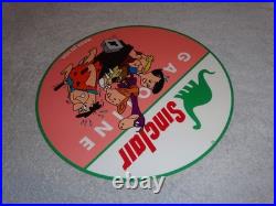 Vintage Sinclair Gasoline +the Flintstones Broken Car 12 Metal Tv Show Oil Sign