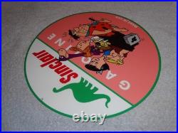 Vintage Sinclair Gasoline +the Flintstones Broken Car 12 Metal Tv Show Oil Sign