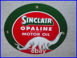 Vintage Sinclair Opaline Oil +dino The Dinosaur 9 Porcelain Metal Gasoline Sign