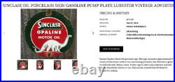 Vintage Sinclair Opaline Oil +dino The Dinosaur 9 Porcelain Metal Gasoline Sign
