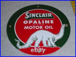 Vintage Sinclair Opaline Oil +dino The Dinosaur 9 Porcelain Metal Gasoline Sign