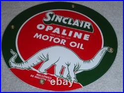 Vintage Sinclair Opaline Oil +dino The Dinosaur 9 Porcelain Metal Gasoline Sign