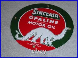 Vintage Sinclair Opaline Oil +dino The Dinosaur 9 Porcelain Metal Gasoline Sign