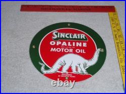 Vintage Sinclair Opaline Oil +dino The Dinosaur 9 Porcelain Metal Gasoline Sign