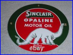 Vintage Sinclair Opaline Oil +dino The Dinosaur 9 Porcelain Metal Gasoline Sign