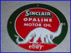 Vintage Sinclair Opaline Oil +dino The Dinosaur 9 Porcelain Metal Gasoline Sign