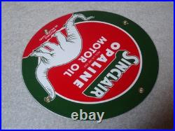 Vintage Sinclair Opaline Oil +dino The Dinosaur 9 Porcelain Metal Gasoline Sign