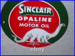 Vintage Sinclair Opaline Oil +dino The Dinosaur 9 Porcelain Metal Gasoline Sign