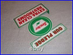 Vintage Sinclair Our Pledge Clean Restrooms 12 Metal Gasoline & Oil Flange Sign