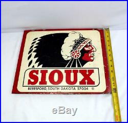Vintage Sioux Indian Chief Metal Sign Sioux Beresford South Dakota