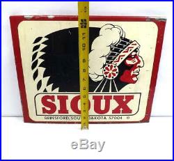 Vintage Sioux Indian Chief Metal Sign Sioux Beresford South Dakota
