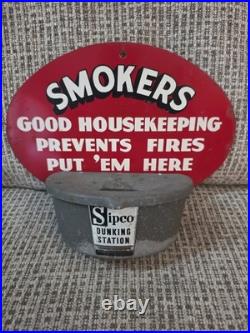 Vintage Sipco Good Housekeeping Smokers Metal Sign & Ashtray Wall Mounted
