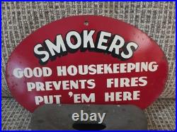 Vintage Sipco Good Housekeeping Smokers Metal Sign & Ashtray Wall Mounted