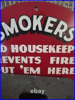 Vintage Sipco Good Housekeeping Smokers Metal Sign & Ashtray Wall Mounted