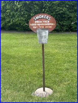 Vintage Sipco Stand Ashtray No Smoking Beyond This Area Put'em Here Sign 43