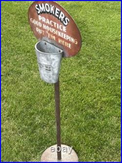 Vintage Sipco Stand Ashtray No Smoking Beyond This Area Put'em Here Sign 43