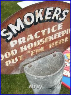 Vintage Sipco Stand Ashtray No Smoking Beyond This Area Put'em Here Sign 43
