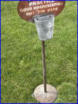 Vintage Sipco Stand Ashtray No Smoking Beyond This Area Put'em Here Sign 43