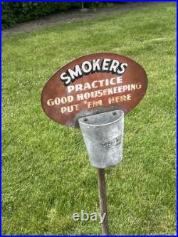 Vintage Sipco Stand Ashtray No Smoking Beyond This Area Put'em Here Sign 43