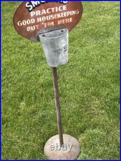 Vintage Sipco Stand Ashtray No Smoking Beyond This Area Put'em Here Sign 43