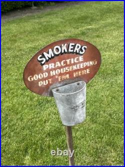 Vintage Sipco Stand Ashtray No Smoking Beyond This Area Put'em Here Sign 43