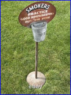 Vintage Sipco Stand Ashtray No Smoking Beyond This Area Put'em Here Sign 43