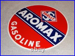 Vintage Skelly Aromax Gasoline 11 3/4 Porcelain Metal Service Station Oil Sign