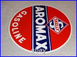 Vintage Skelly Aromax Gasoline 11 3/4 Porcelain Metal Service Station Oil Sign