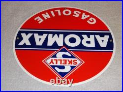 Vintage Skelly Aromax Gasoline 11 3/4 Porcelain Metal Service Station Oil Sign