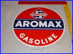 Vintage Skelly Aromax Gasoline 11 3/4 Porcelain Metal Service Station Oil Sign