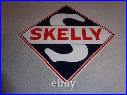 Vintage Skelly Gasoline S 9.5 Porcelain Metal Gas & Oil Sign! Pump Plate Deal