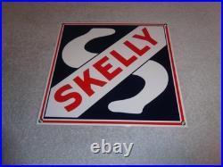 Vintage Skelly Gasoline S 9.5 Porcelain Metal Gas & Oil Sign! Pump Plate Deal
