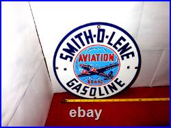 Vintage Smith-o-lene Aviation? Airplane Gasoline 11 3/4 Porcelain Metal Sign